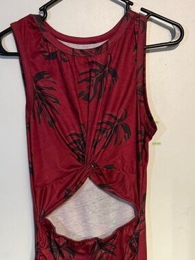 Maroon Monstera Hawaiian Dress
